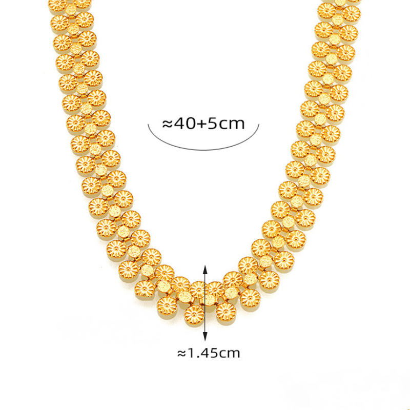 Vintage Pattern Round Plate Necklace Bracelet Jewelry Suit