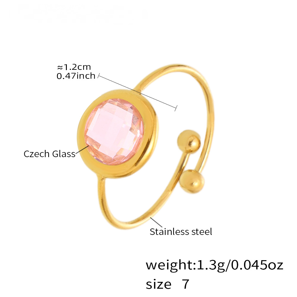 Light Luxury Crystal Round Glass Bead Ring
