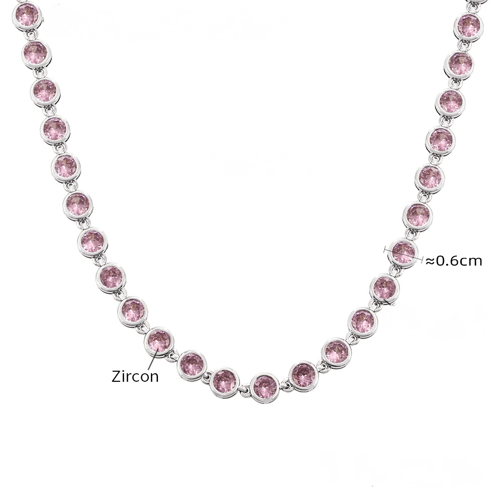 Stainless Steel Round Cubic Zirconia Necklace