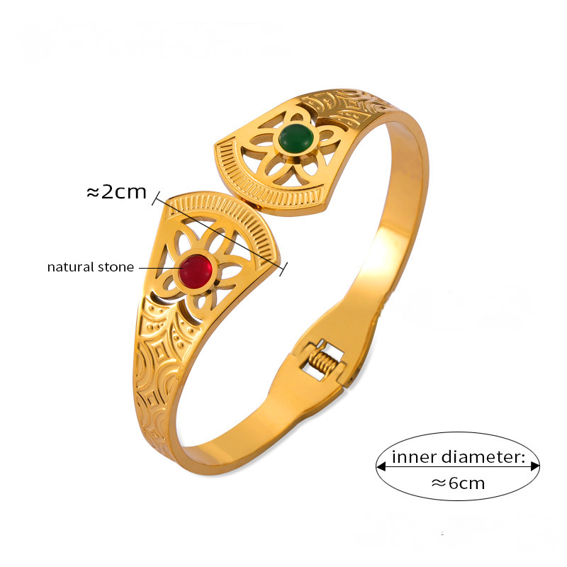 Stainless Steel Vintage Inlaiy Natural Stone Bracelet
