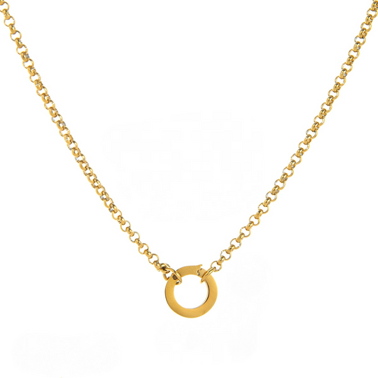 Stainless Steel Role Chain Live Ring Buckle Necklace
