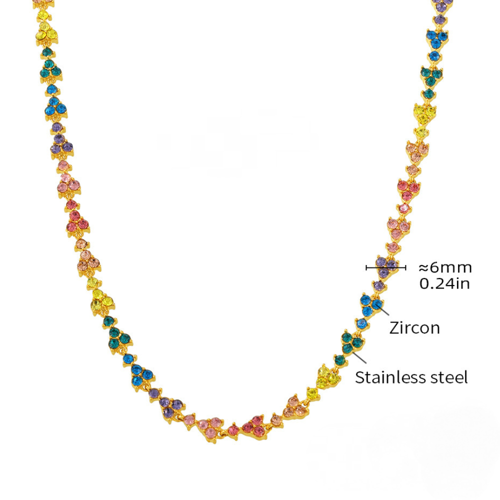 Stainless Steel Triangular Plum Blossom Cubic Zirconia Necklace