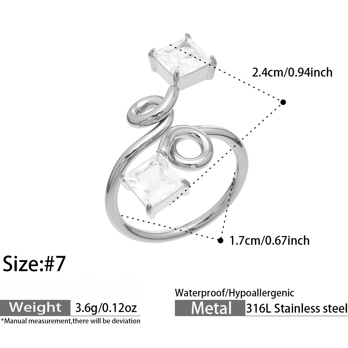 Stainless Steel 18K Gold PVD Cubic Zirconia Ring