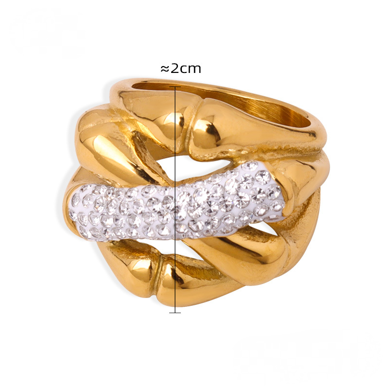 Stainless Steel Czech Diamond Chunky Ring