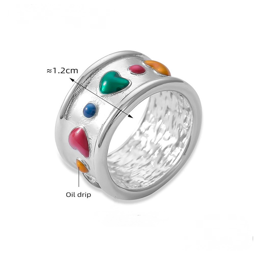 Stainless Steel Enamel Heart Ring
