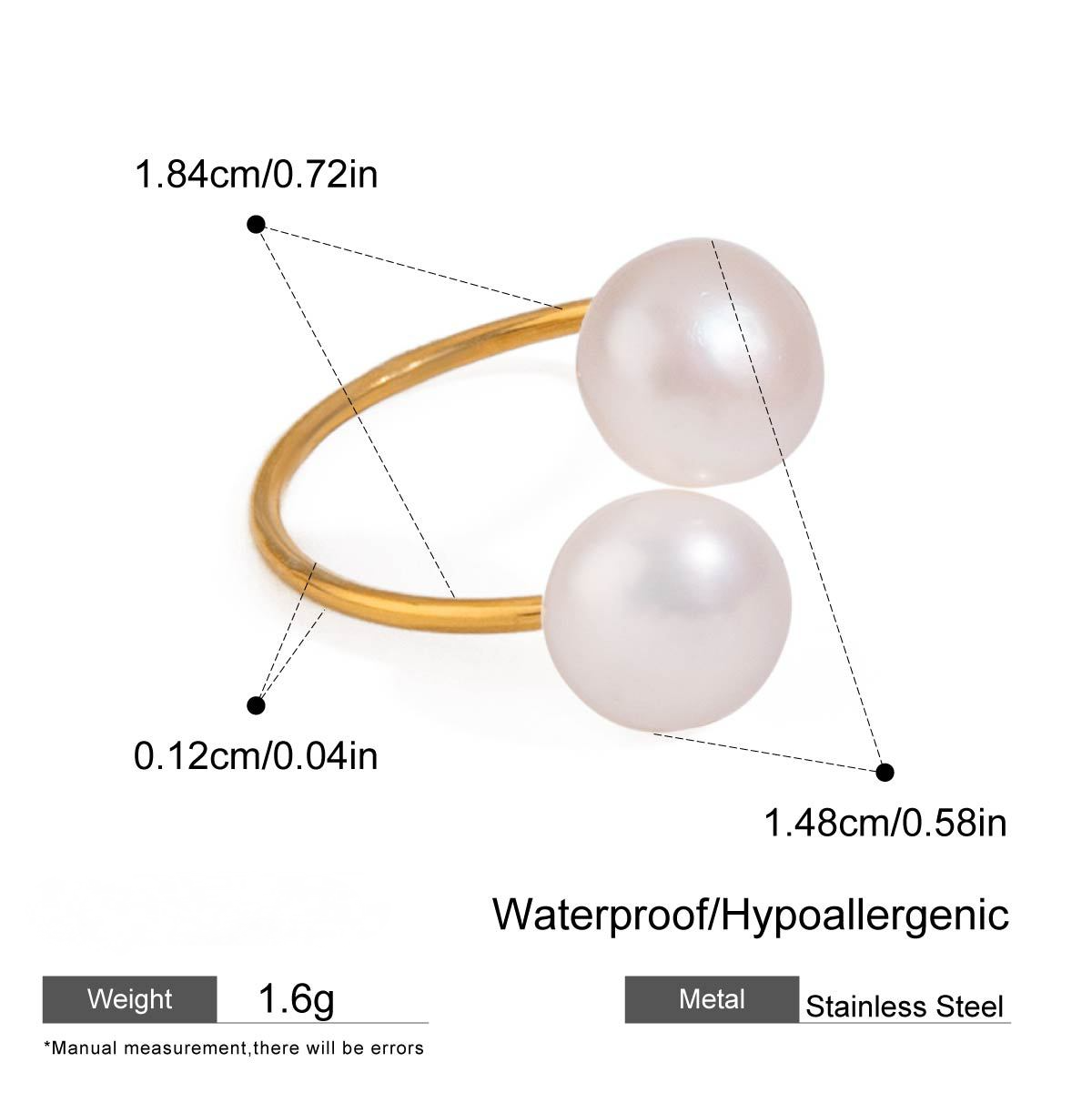Stainless Steel Freshwater Pearl Ring