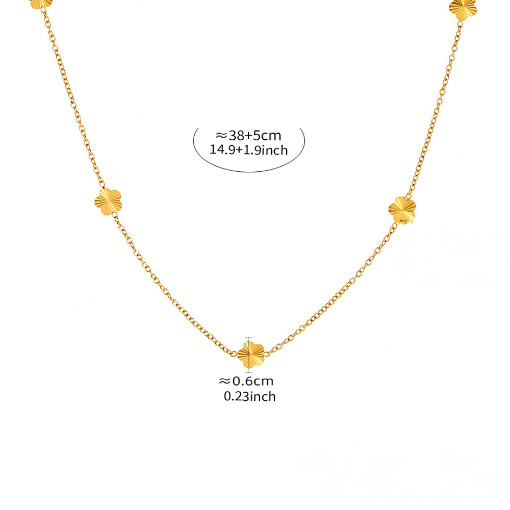 Stainless Steel Flower Charm Necklace Earrings Jewelry Suit