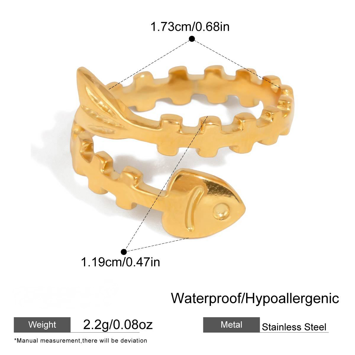 Stainless Steel Fishbone Open Ring