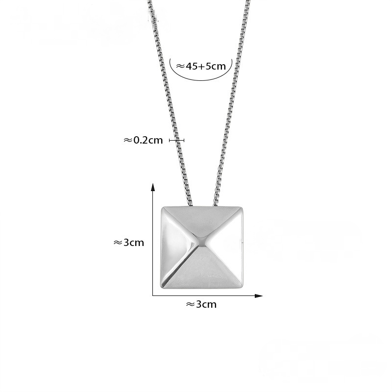 Stainless Steel Cube 3D Triangle Pendant Necklace