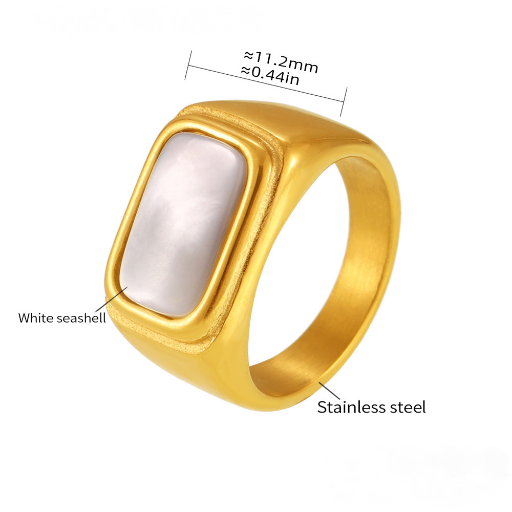 White Sea Shell Stainless Steel Ring