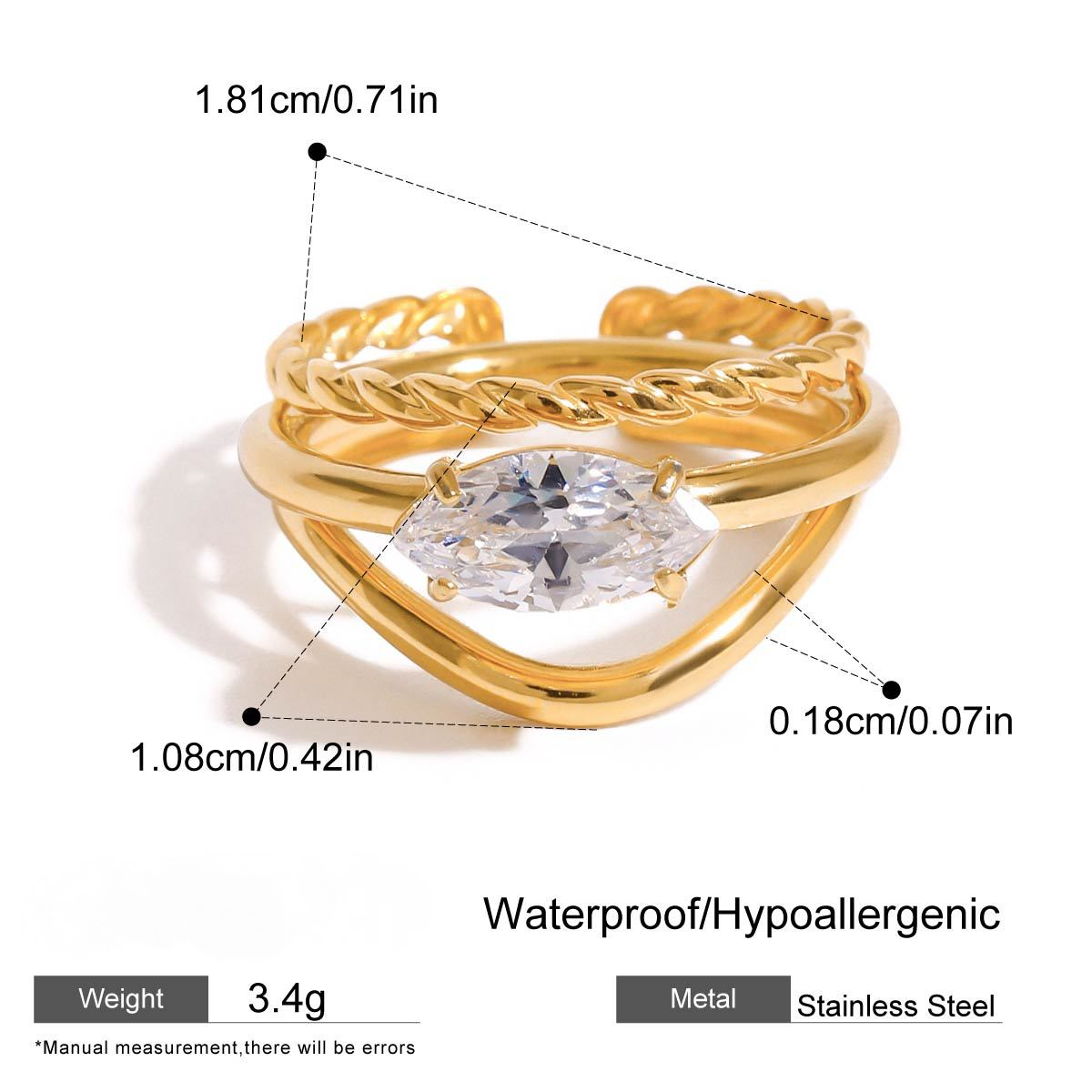 Stainless Steel 18K Gold PVD Stacking Ring Combination