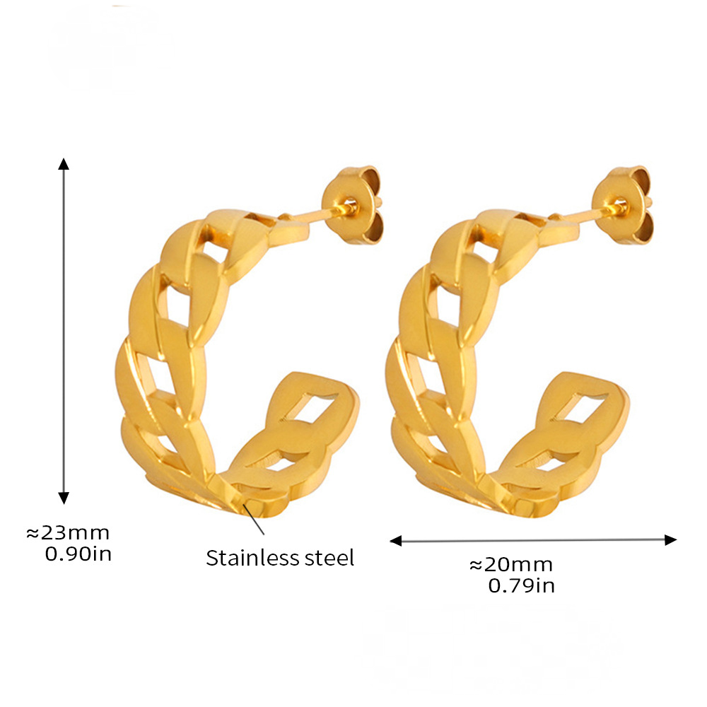 Chain Shape Stainless Steel Hoop Earrings