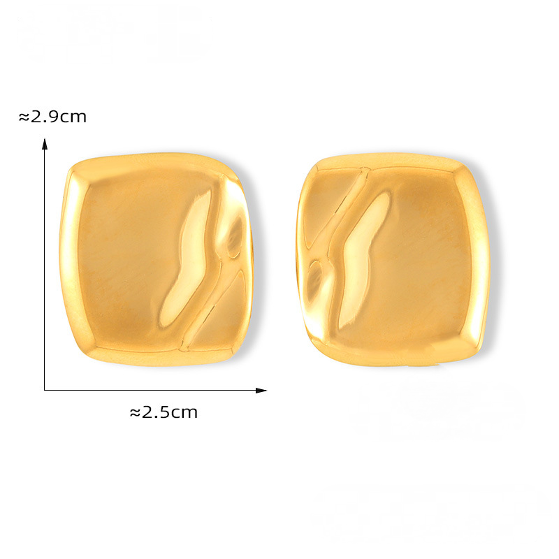 Irregular Texture Square Stainless Steel Stud Earrings