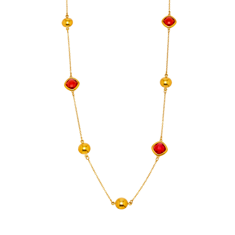 18K Gold PVD Super Flash Czech Glass Long Necklace