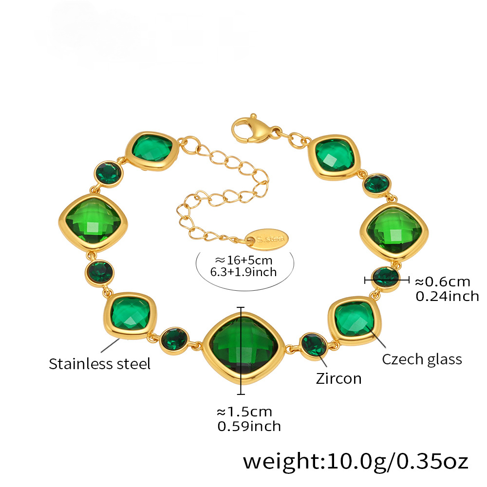 18K Gold PVD Super Flash Cut Czech Glass Bracelet
