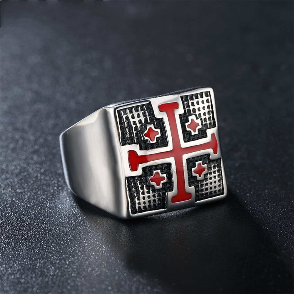 Red Cross Men's Stainless Steel Ring