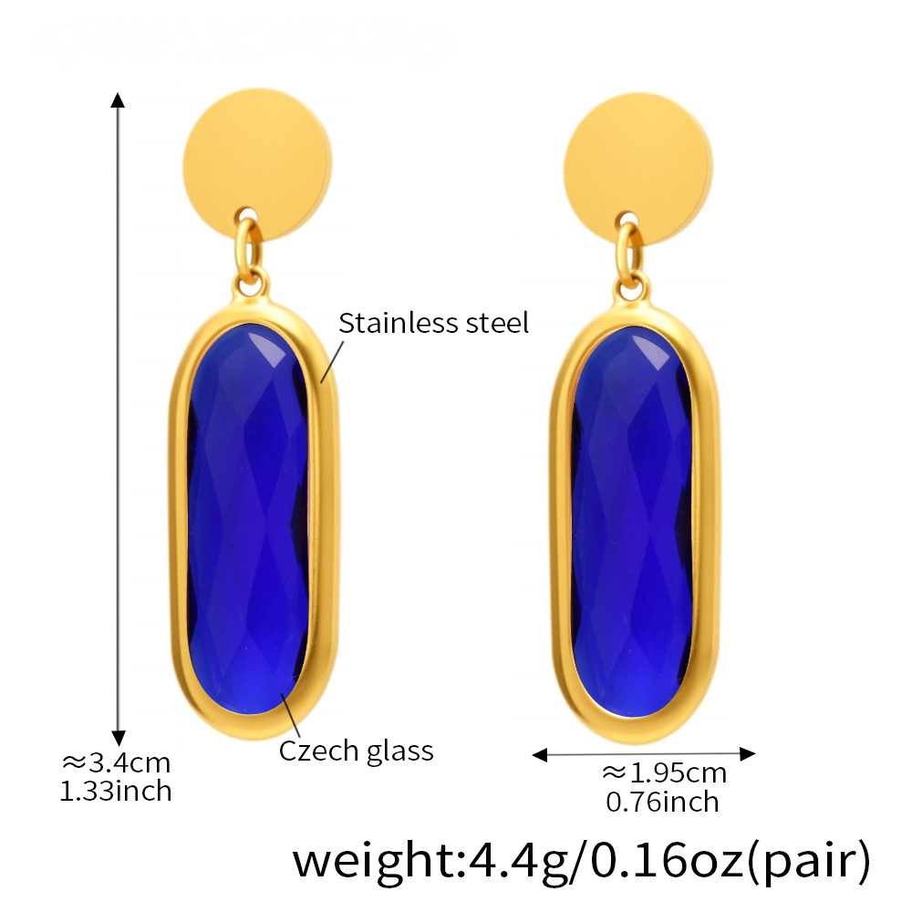 18K Gold PVD Disc Cut Glass Stud Earrings