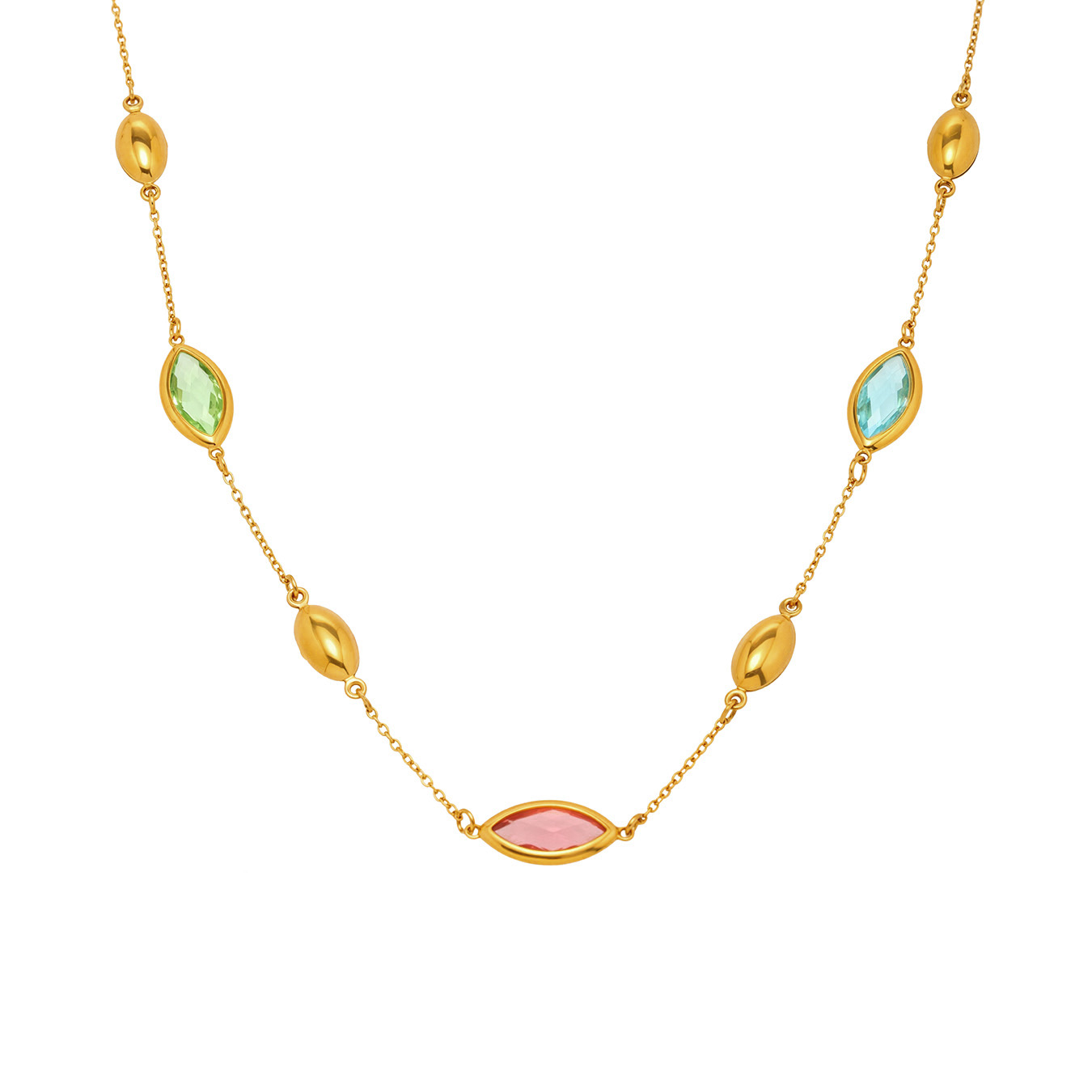 Multi Faceted Translucent Glass Collarbone Necklace