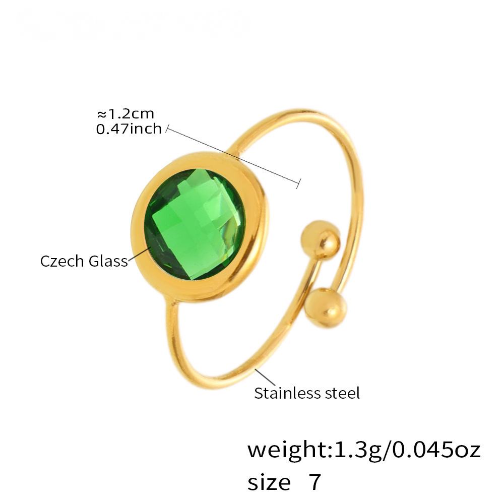 Light Luxury Crystal Round Glass Bead Ring