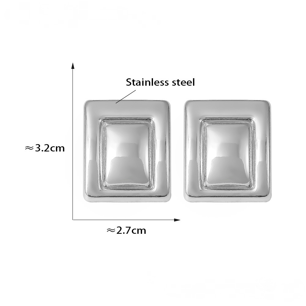 Stainless Steel Rectangular Colorblock Stud Earrings