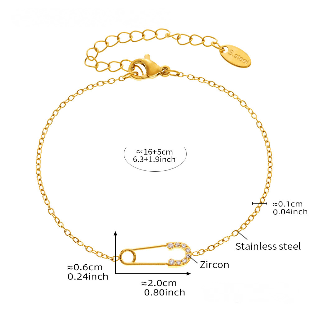 Pin Inlay Cubic Zirconia Pendant Stainless Steel Necklace Bracelet Jewelry Suit