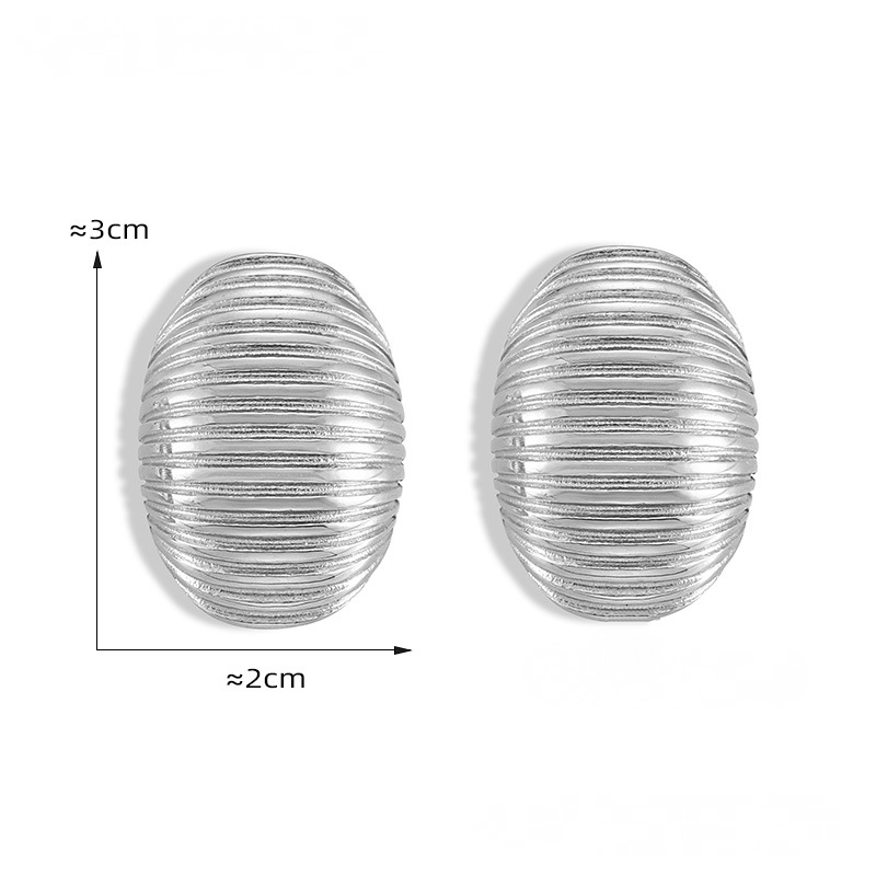 Stainless Steel Multi-layer Line Texture Stud Earrings