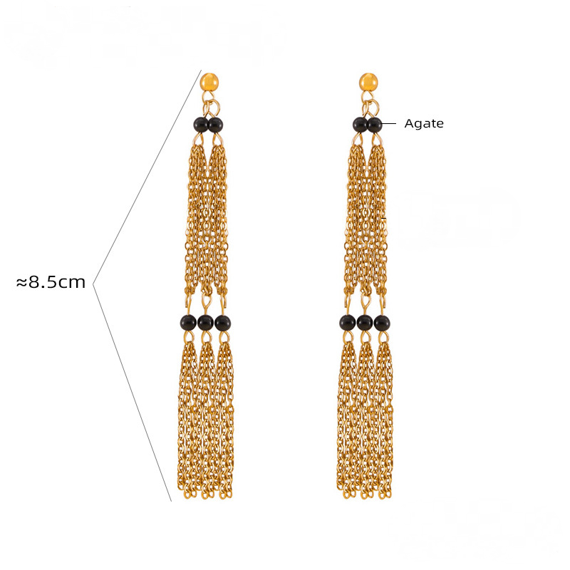 Multi-layer Chain Stitching Agate Stone Beaded Earrings Necklace Bracelet Jewelry Suit