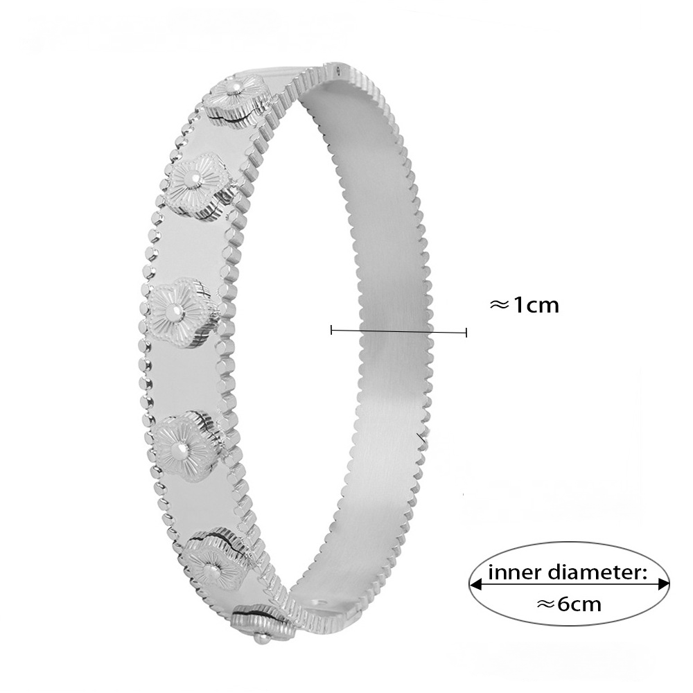 Stainless Steel Embossed Flower Bracelet Ring Jewelry Suit