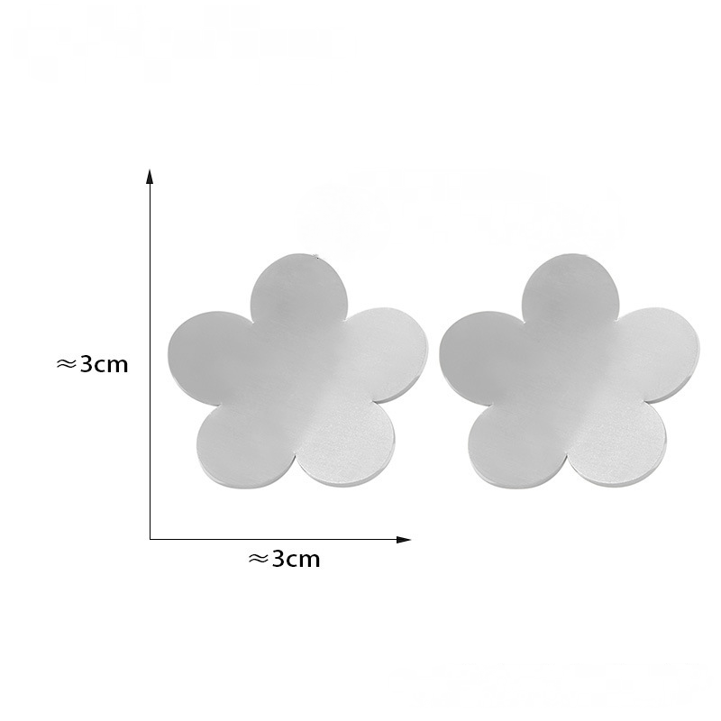 Stainless Steel Polished Big Flower Stud Earrings