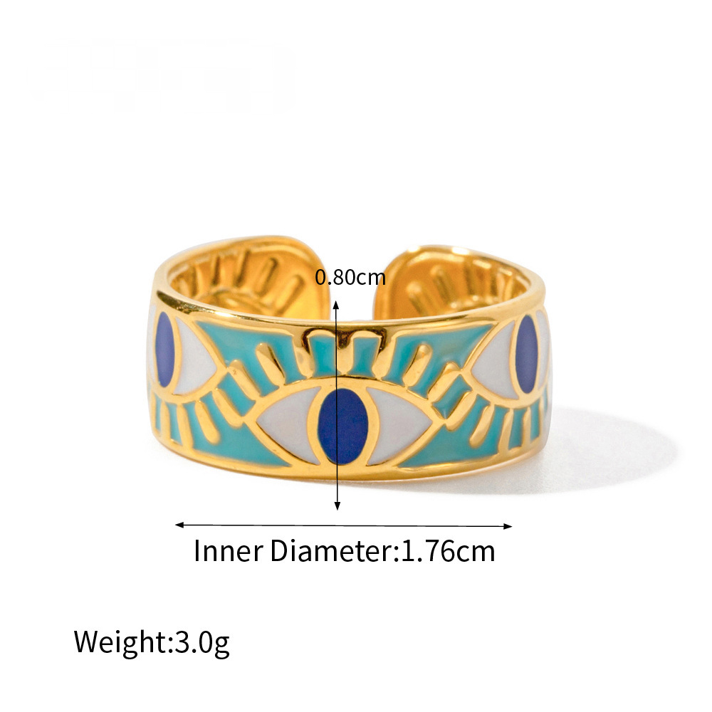 Stainless Steel Blue Color Natural Stone Ring Collection