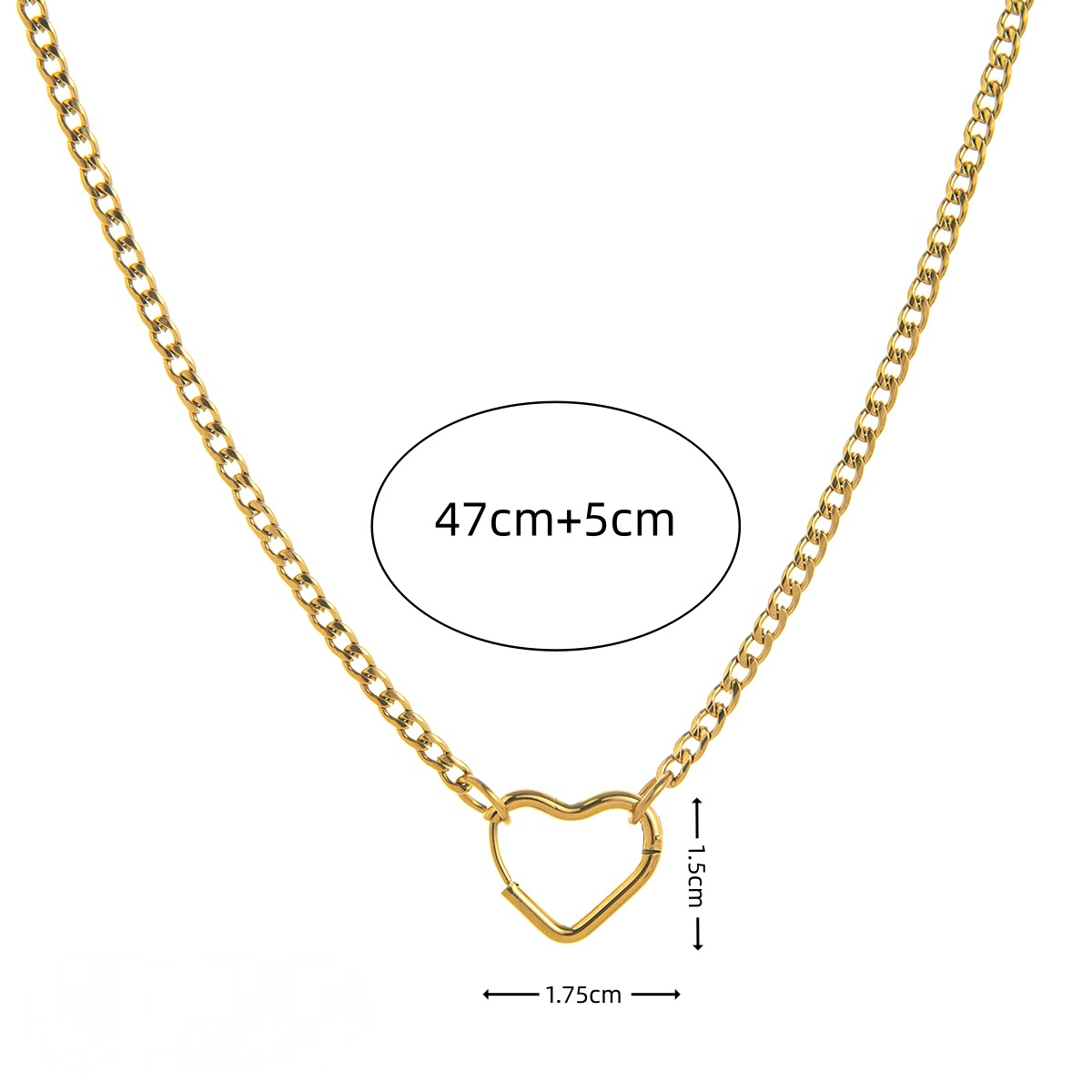 Stainless Steel Heart Live Buckle Chain Necklace