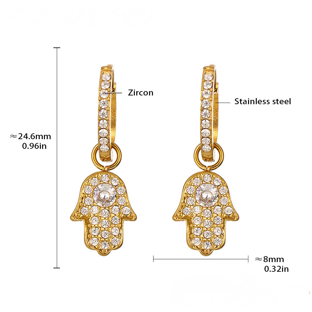 Stainless Steel Butterfly Lightning Geometric Inlay CZ Drop Earrings