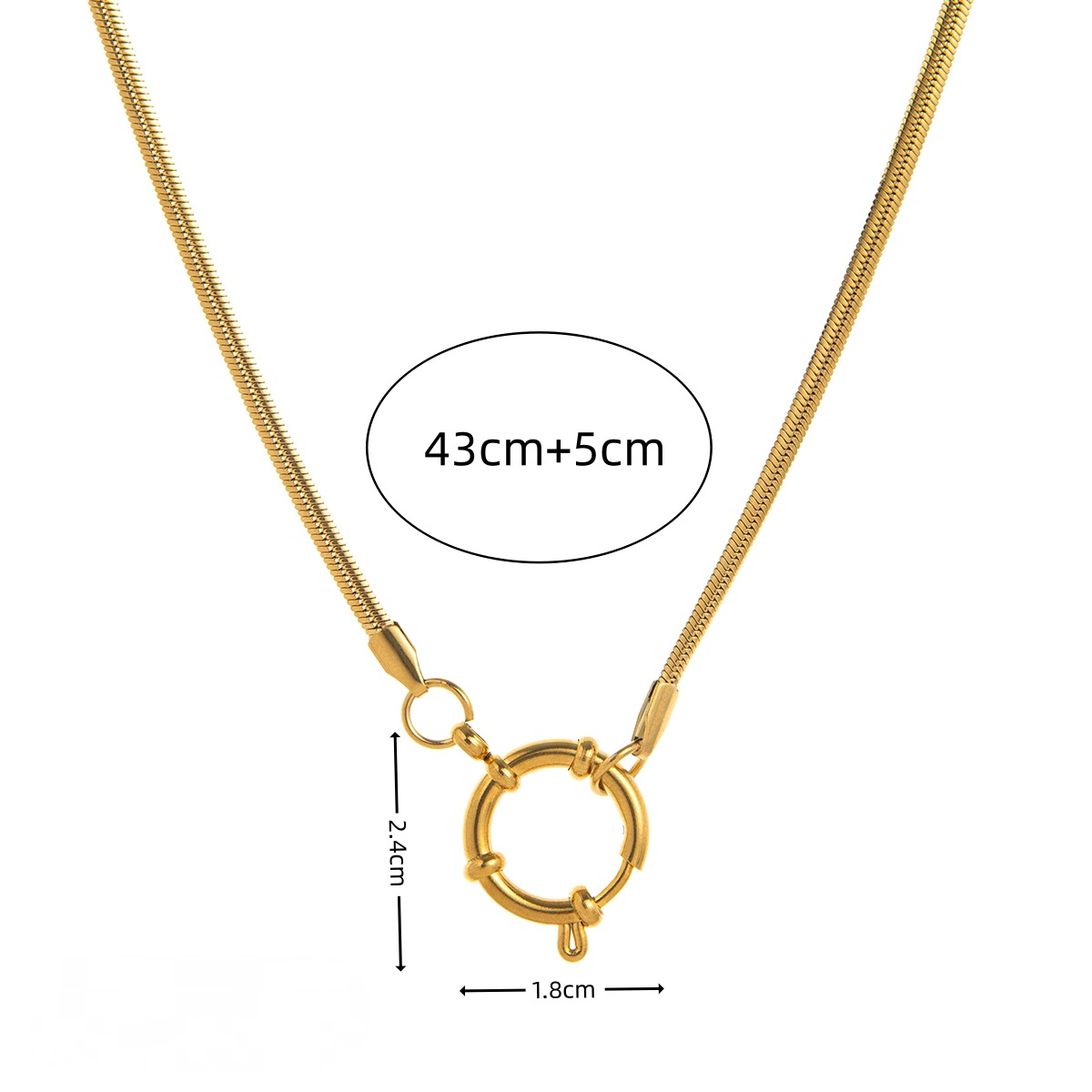 Stainless Steel 18mm Sailor Buckle Flat Snake Chain Necklace