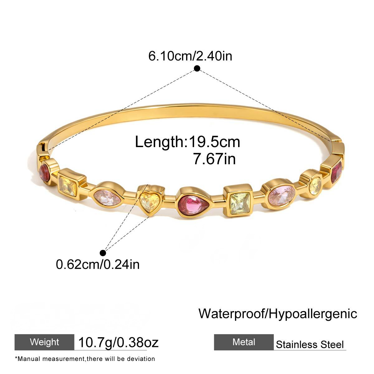 Stainless Steel Geometric Cubic Zirconia Bangle