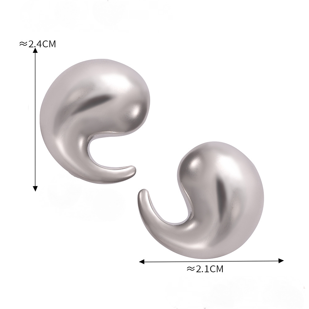 Stainless Steel C-Shape Polished Stud Earrings