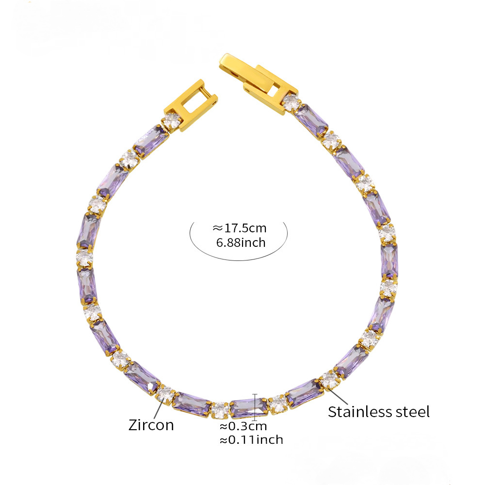 Stainless Steel Square Cubic Zirconia Bracelet