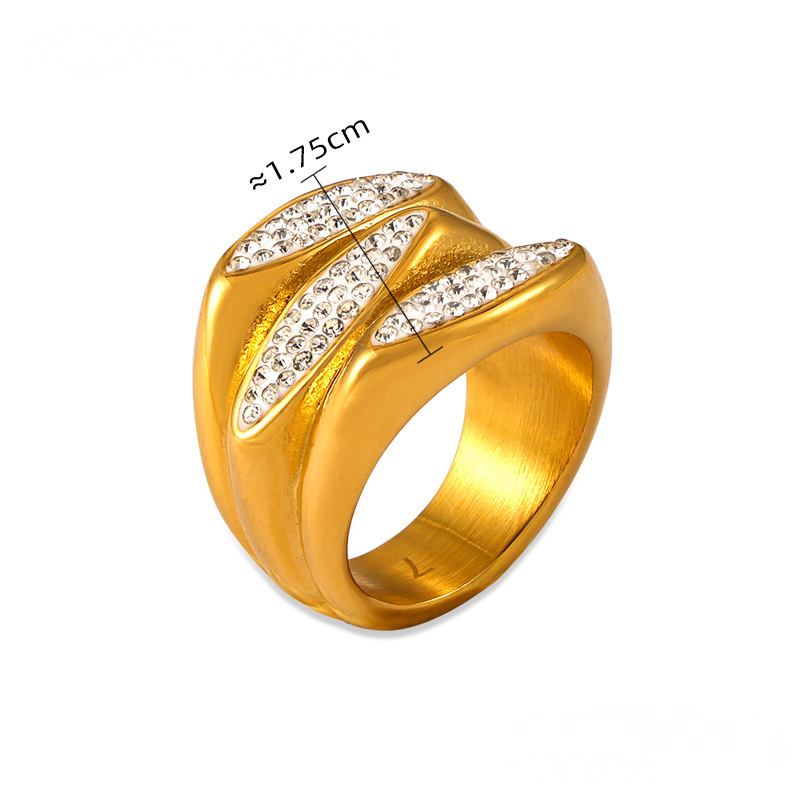 18K Gold PVD Stainless Steel Czech Diamond Ring