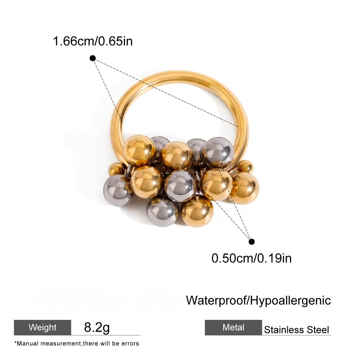 Stainless Steel Light Luxury Multi-ball Ring