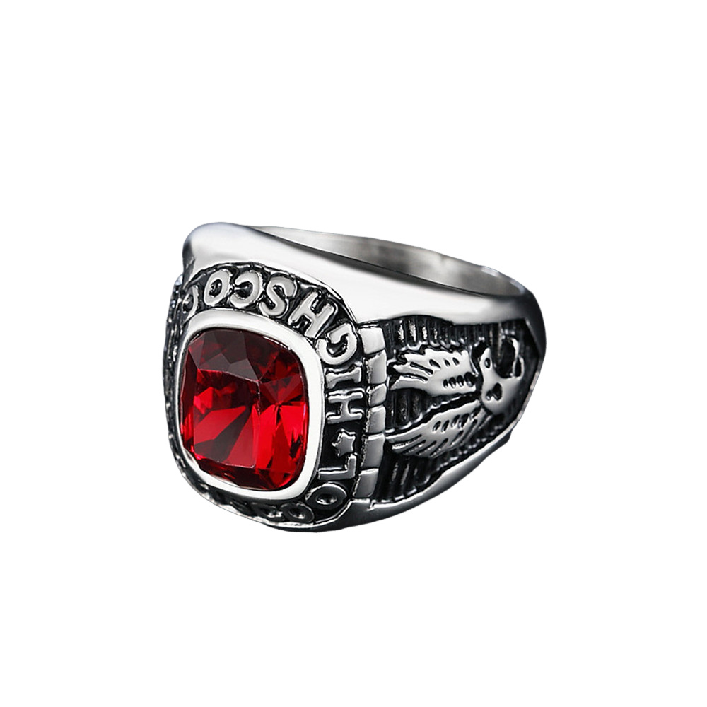 Vintage Men's Stainless Steel Gemstone Ring