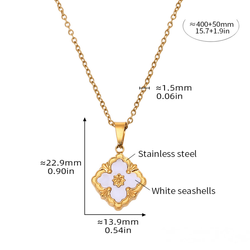 Palace Style Four-leaf Flower Bracelet Necklace Earrings Jewelry Suit