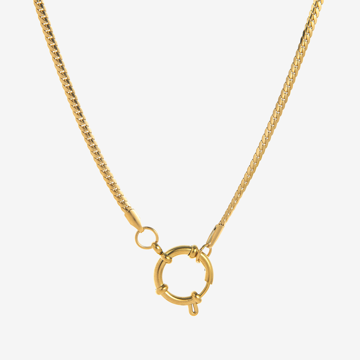 Stainless Steel 18mm Sailor Buckle Figaro Chain Necklace