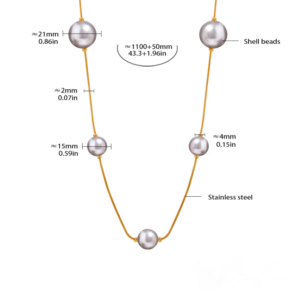 Stainless Steel Separated Imitation Pearl Necklace