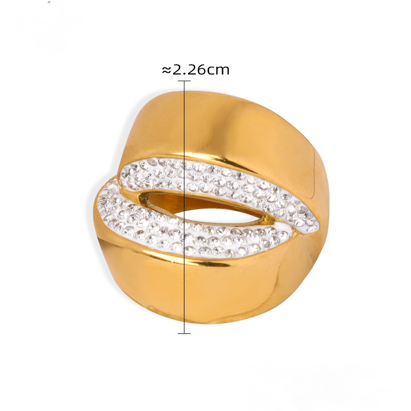Stainless Steel Czech Diamond Chunky Ring