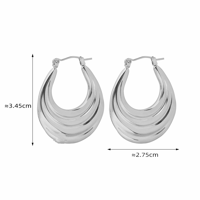Stainless Steel Curved Stripe Hoop Earrings