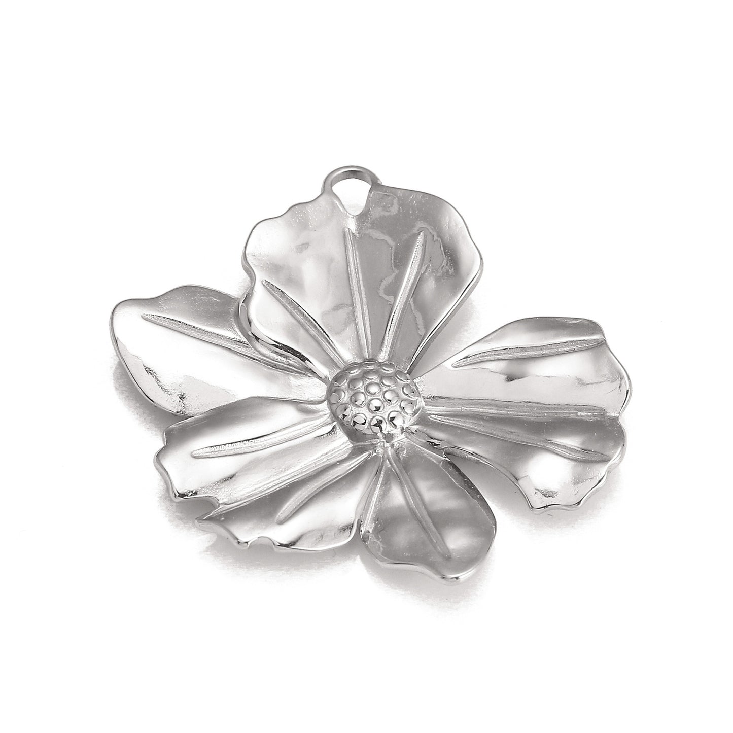 Pendentif en acier inoxydable à motif de fleur irrégulière