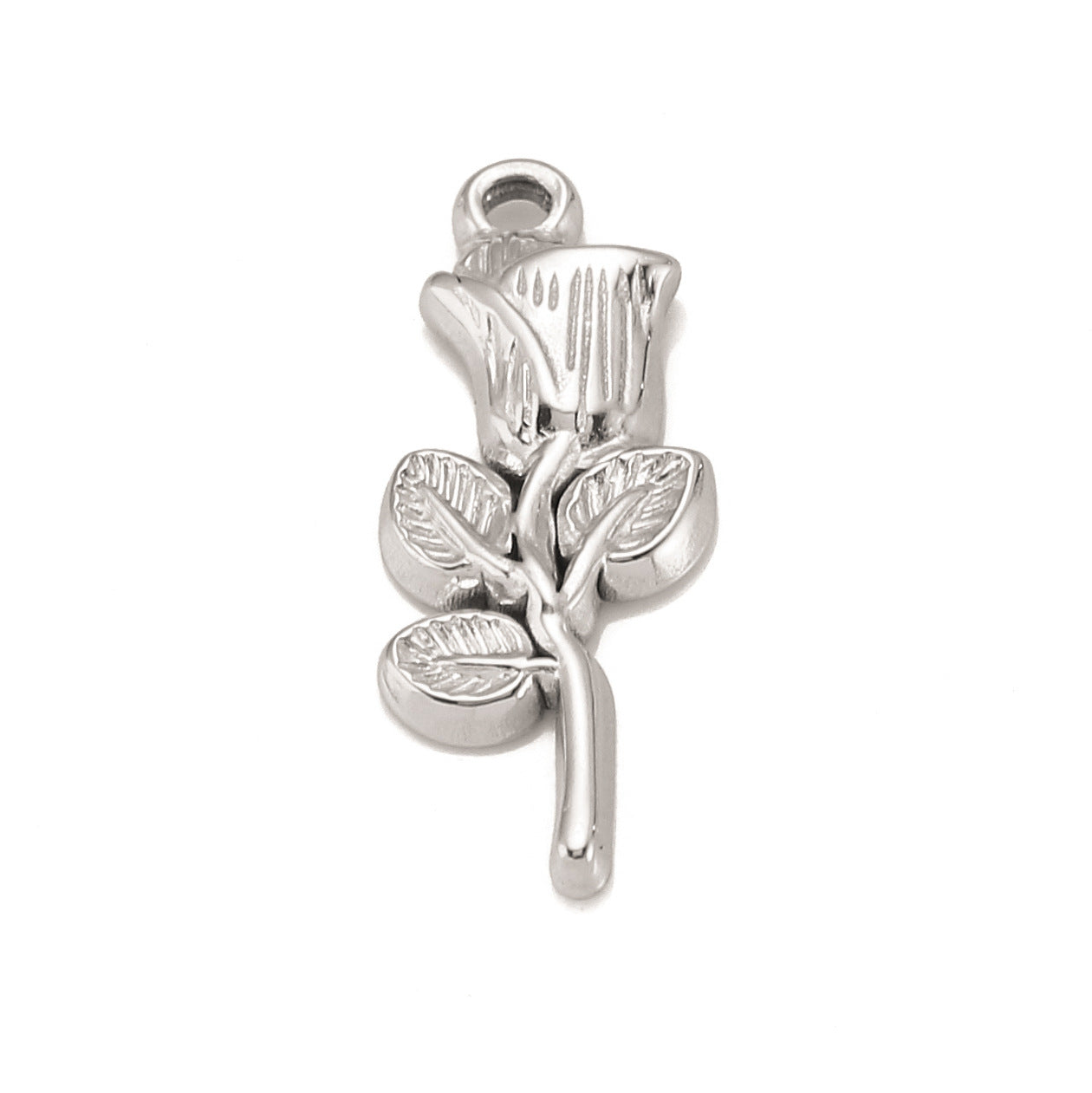 Pendentif rose 3D en acier inoxydable
