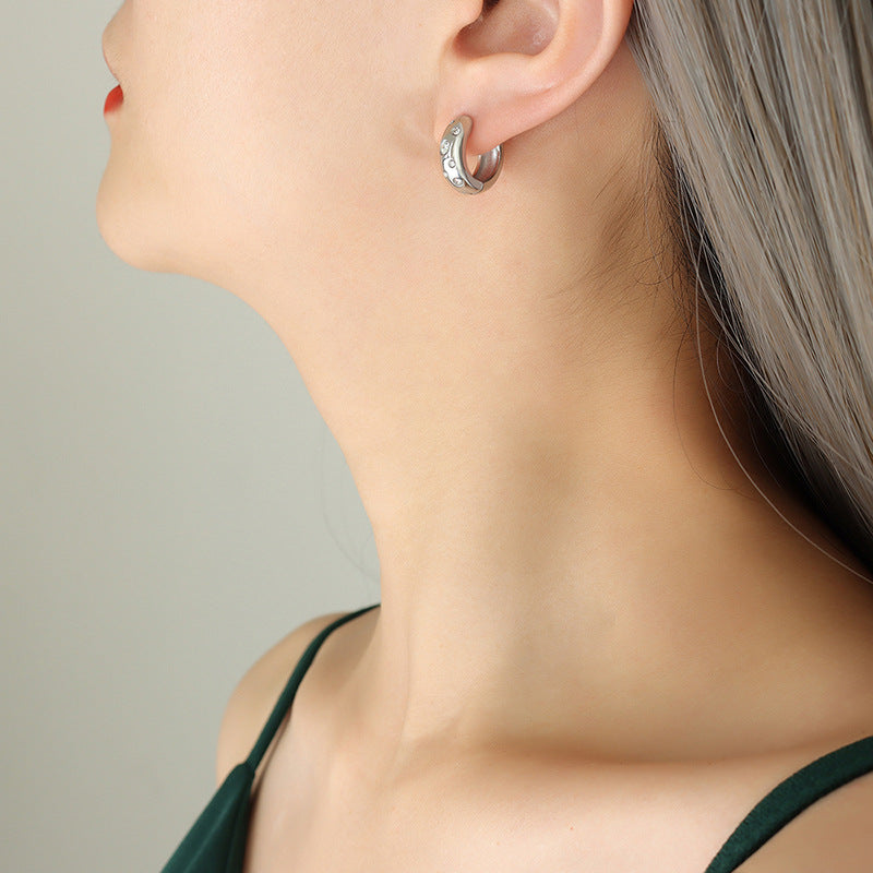 Inlaid Zircon Huggie Earrings