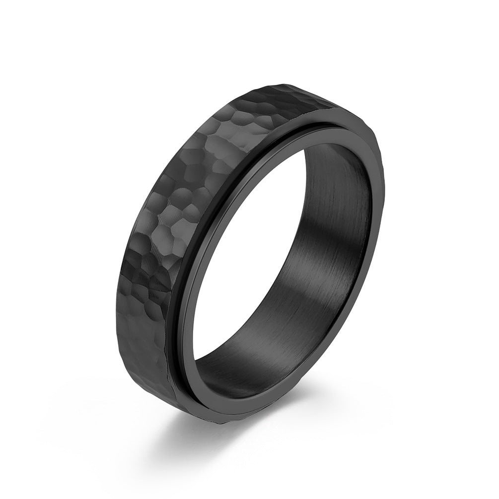 Irregular Hammered Stainless Steel Spinner Ring