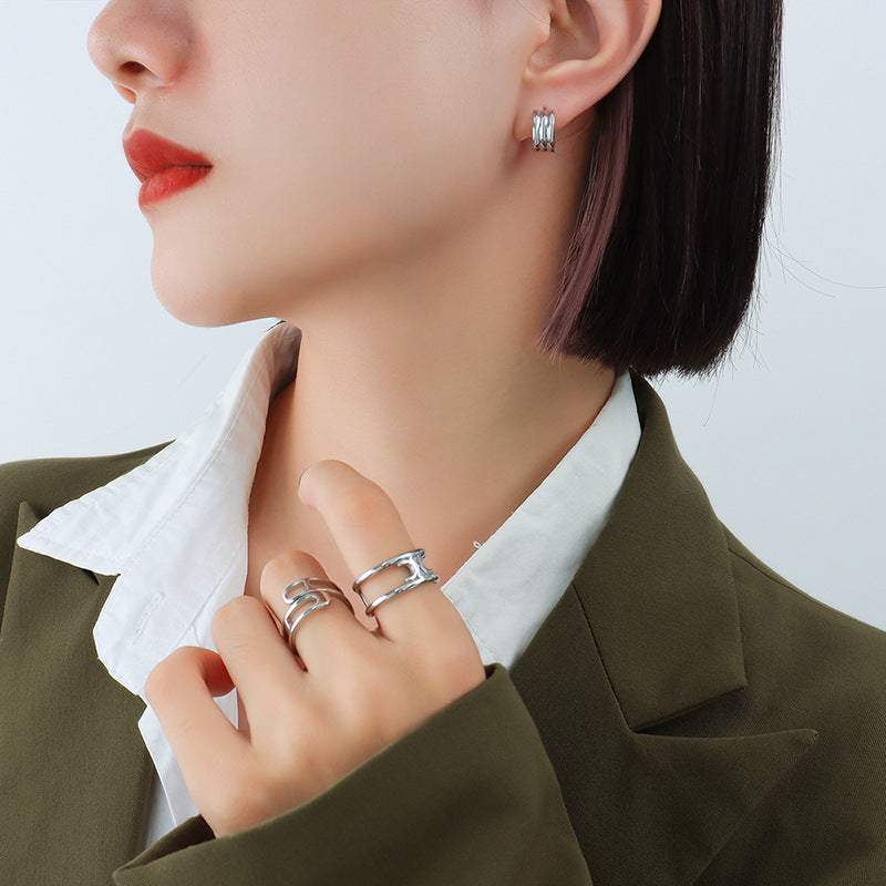 18K Gold PVD Exquisite C Hoop Earrings