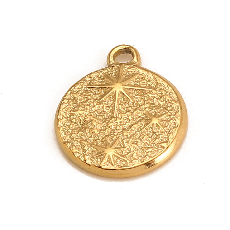 Stainless Steel Irregular Round Star Pendant